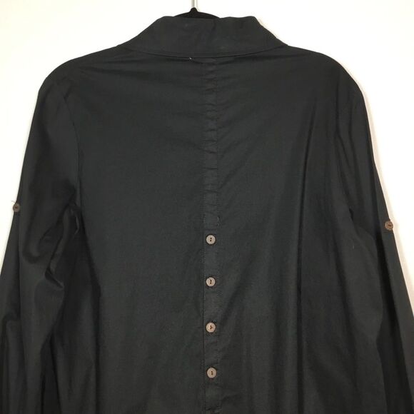Black shirt dress button down back and front western style pleat front size L - Picture 6 of 8